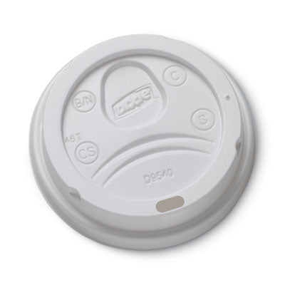 DXEDL9540 Sip-Through Dome Hot Drink Lids, Fits 10 oz Hot Cups, Plastic, White, 100/Pack