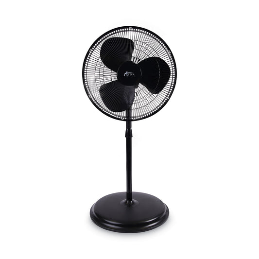 ALEFANP16B 16" 3-Speed Oscillating Pedestal Stand Fan, Metal, Plastic, Black