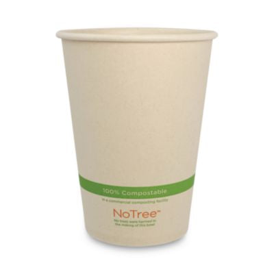 WORBOSU32 No Tree Paper Bowls, 32 oz, 4.4" Diameter x 5.8" h, Natural, Sugarcane, 500/Carton