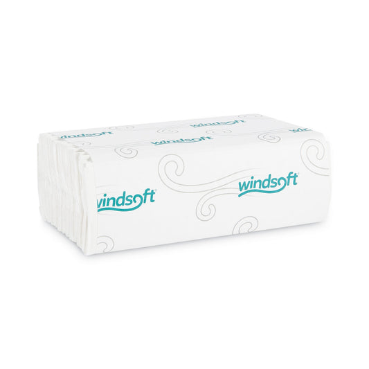 WIN101 C-Fold Paper Towels, 1-Ply, 10.2 x 13.25, White, 200 Towels/Pack, 12 Packs/Carton Windsoft