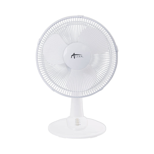 ALEFAN122W 12" 3-Speed Oscillating Desk Fan, Plastic, White