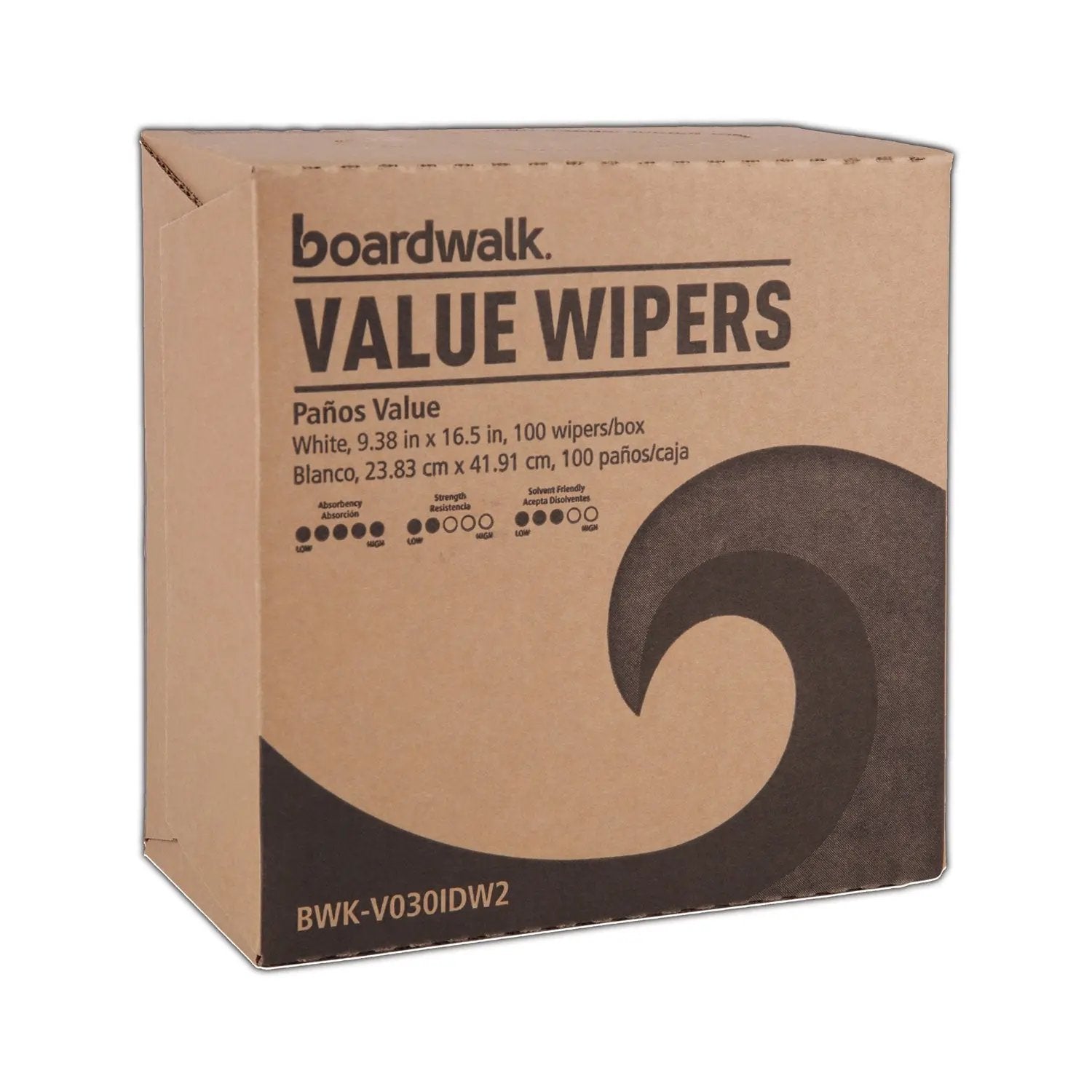 BWKV030IDW2 DRC Wipers, 9.33 x 16.5, White, 100 Dispenser Packs, 9 Dispenser Packs/Carton Boardwalk