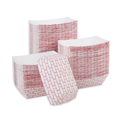 BWK30LAG100 Paper Food Baskets, 1 Lb Capacity, Red/white, 1,000/carton