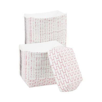 BWK30LAG250 Paper Food Baskets, 2.5 Lb Capacity, Red/white, 500/carton