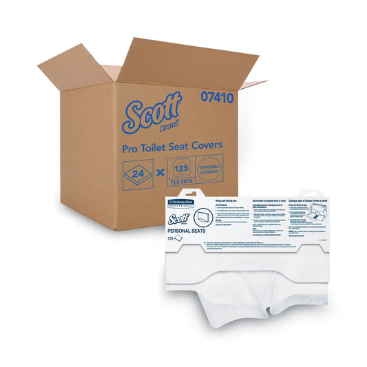 KCC07410CT Personal Seats Sanitary Toilet Seat Covers, 15 X 18, White, 125/pack, 24 Packs/carton Scott
