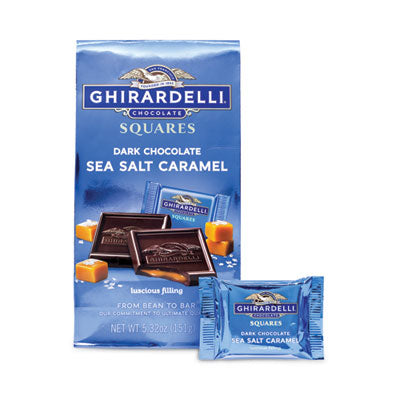 GRR30001023 Dark and Sea Salt Caramel Chocolate Squares, 5.32 oz Packs, 3 Count