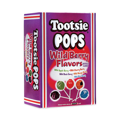 GRR20901184 Tootsie Pops, Assorted Wild Berry Flavors, 0.6 oz Lollipops, 100/Box