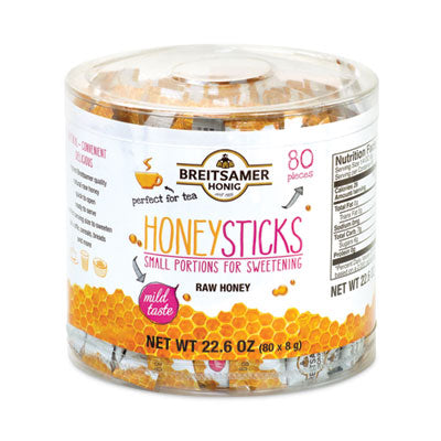 GRR20902630 Raw Honey Sticks, 0.28 oz, 80 Sticks/Tub, 1 Tub/Carton