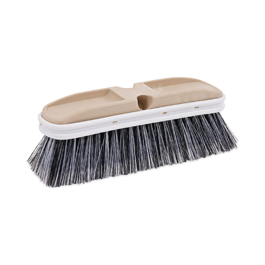 BWK8410 Polystyrene Vehicle Brush with Vinyl Bumper, Black/White Polystyrene Bristles, 10" Brush