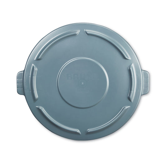 RCP260900GRAYCT BRUTE Self-Draining Flat Top Lids for 10 gal Round BRUTE Container, 15.91" Diameter, Gray, 6/Carton
