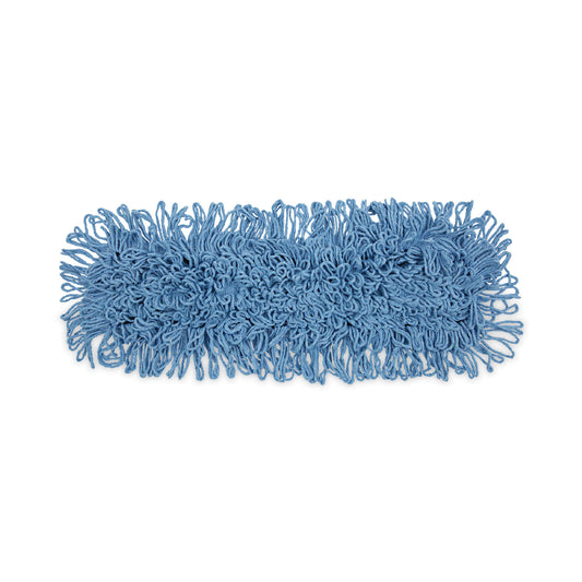 BWK1124 Dust Mop Head, Looped-End, Cotton/Synthetic Fibers, 24 x 5, Blue