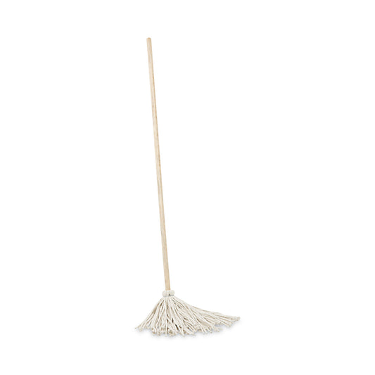 BWK112C Handle/Deck Mops, #12 White Cotton Head, 48" Natural Wood Handle, 6/Pack
