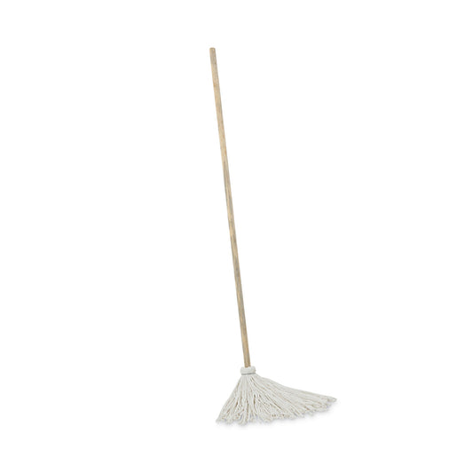 BWK112R Handle/Deck Mops, #12 White Rayon Head, 48" Natural Wood Handle, 6/Pack