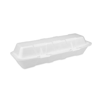 PCT0TH1X267000Y Foam Hinged Lid Containers, Dual Tab Lock Hoagie, 13 X 4 X 4, White, 250/carton