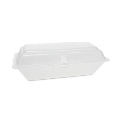 PCT0TH10099Y000 Foam Hinged Lid Containers, Single Tab Lock Hoagie, 9.75 X 5 X 3.25, White, 560/carton