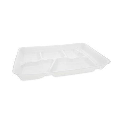 PCT0TH10601SGBX Foam School Trays, 6-Compartment Tray, 8.5 x 11.5 x 1.25, White, 500/Carton
