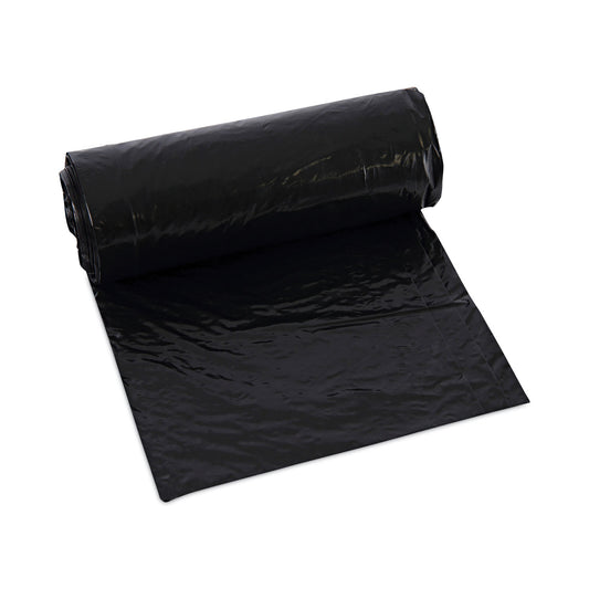 BWK510 Low-Density Waste Can Liners, 16 gal, 1 mil, 24" x 32", Black, Perforated Roll, 10 Bags/Roll, 15 Rolls/Carton Boardwalk
