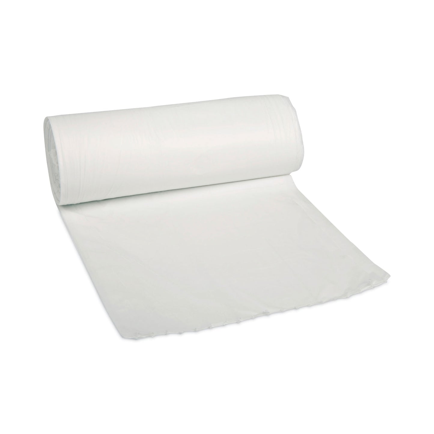 BWK511 Low-Density Waste Can Liners, 30 gal, 0.5 mil, 30" x 36", White, Perforated Roll, 10 Bags/Roll, 20 Rolls/Carton Boardwalk