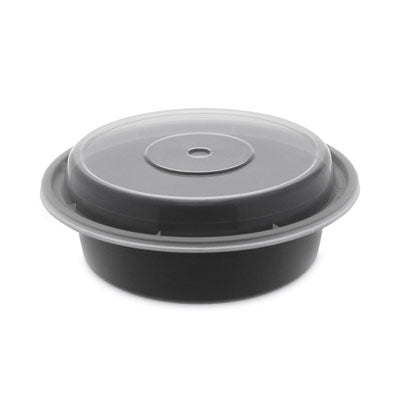 PCTNC718B Newspring VERSAtainer Microwavable Containers, 16 oz, 6" Diameter, Black/Clear, Plastic, 150/Carton PACTIV EVERGREEN CORPORATION
