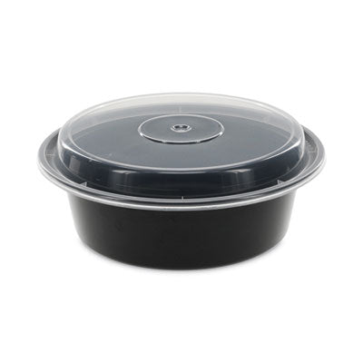 PCTNC729B Newspring VERSAtainer Microwavable Containers, 32 oz, 7" Diameter x 2.25" h, Black/Clear, Plastic, 150/Carton PACTIV EVERGREEN CORPORATION