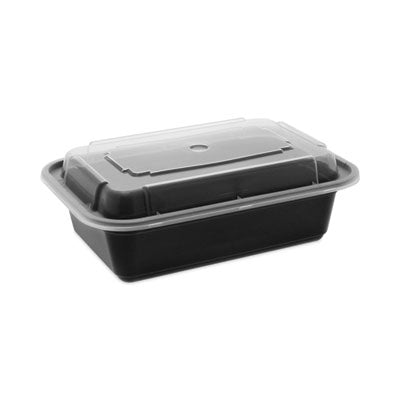PCTNC838B Newspring VERSAtainer Microwavable Containers, 24 oz, 5 x 7.25 x 2, Black/Clear, Plastic, 150/Carton