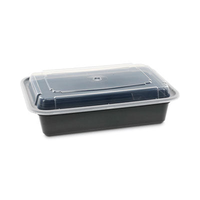PCTNC888B Newspring VERSAtainer Microwavable Containers, 38 oz, 8.8 x 6 x 2.5, Black/Clear, Plastic, 150/Carton