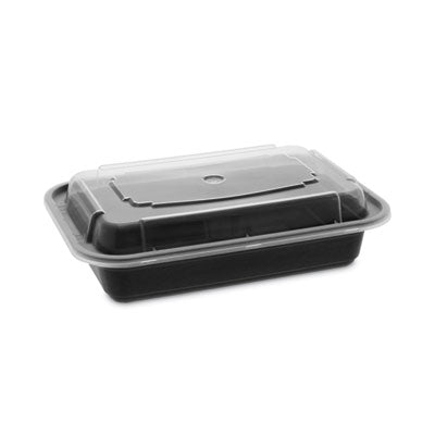 PCTNC8168B Newspring VERSAtainer Microwavable Containers, 16 oz, 5 x 7.25 x 1.5, Black/Clear, Plastic, 150/Carton
