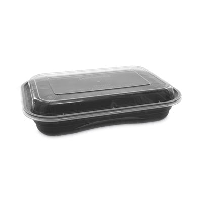 PCTNV2GRT2786B EarthChoice Versa2Go Microwaveable Container, 27 oz, 8.4 x 5.6 x 1.4, Black/Clear, Plastic, 150/Carton