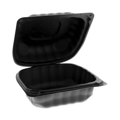 PCTYCNB06000000 EarthChoice SmartLock Microwavable MFPP Hinged Lid Container, 5.75 x 5.95 x 3.1, Black, Plastic, 400/Carton