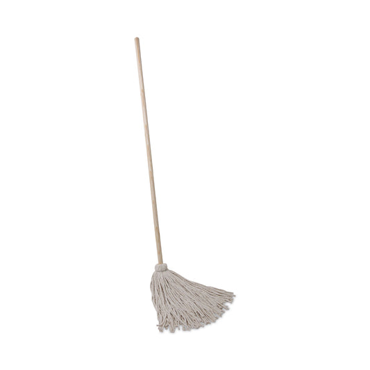 BWK124C Handle/Deck Mops, #24 White Cotton Head, 54" Natural Wood Handle, 6/Pack