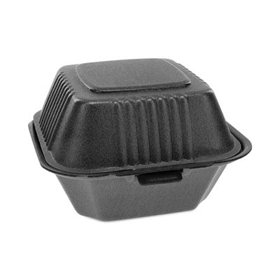 PCTYHLB06000000 SmartLock Foam Hinged Lid Container, Sandwich, 5.75 x 5.75 x 3.25, Black, 504/Carton