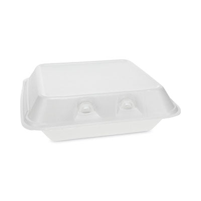 PCTYHLW07010000 SmartLock Foam Hinged Lid Container, Small, 7.5 x 8 x 2.63, White, 150/Carton