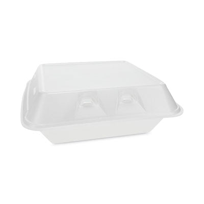 PCTYHLWV9030000 SmartLock Vented Foam Hinged Lid Container, 3 Compartments, 9 x 9.25 x 3.25, White, 150/Carton
