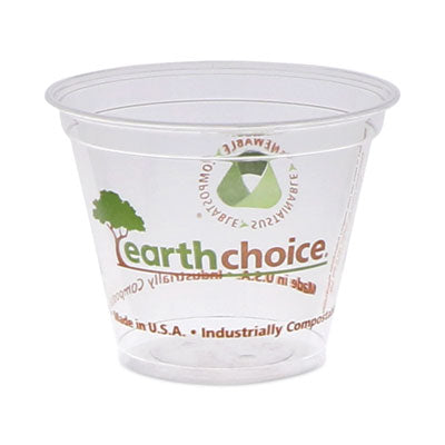 PCTYPLA9CEC EarthChoice Compostable Cold Cup, 9 oz, Plastic, Clear/Printed, 975/Carton