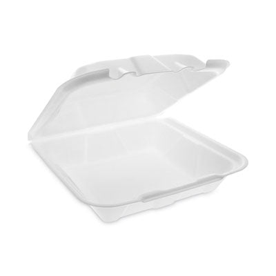 PCTYTD19901ECON Vented Foam Hinged Lid Container, Dual Tab Lock Economy, 9.13 x 9 x 3.25, White, 150/Carton