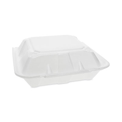 PCTYTD199010000 Vented Foam Hinged Lid Container, Dual Tab Lock, 9.13 x 9 x 3.25, White, 150/Carton
