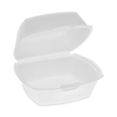 PCTYTH100790000 Foam Hinged Lid Container, Single Tab Lock, 5.13 x 5.13 x 2.5, White, 500/Carton