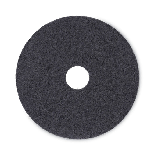 BWK4017BLA Stripping Floor Pads, 17" Diameter, Black, 5/carton