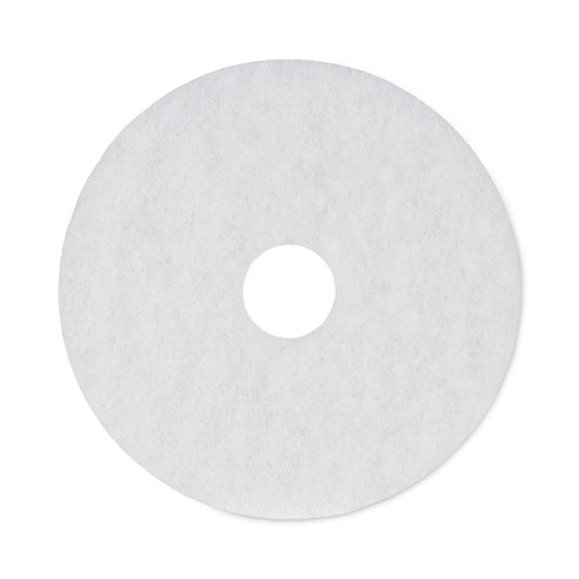 BWK4016WHI Polishing Floor Pads, 16" Diameter, White, 5/carton
