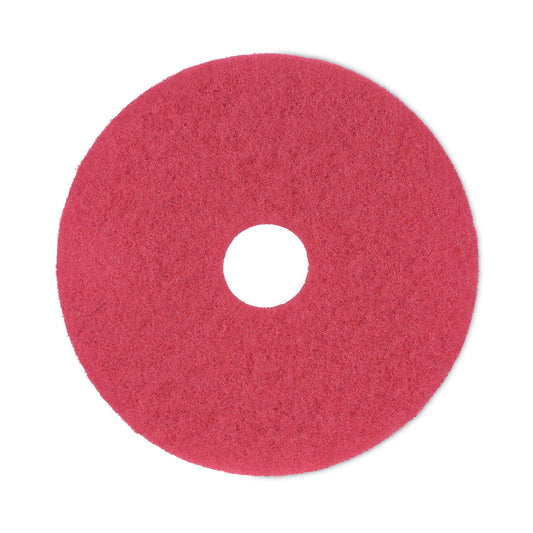 BWK4016RED Buffing Floor Pads, 16" Diameter, Red, 5/carton
