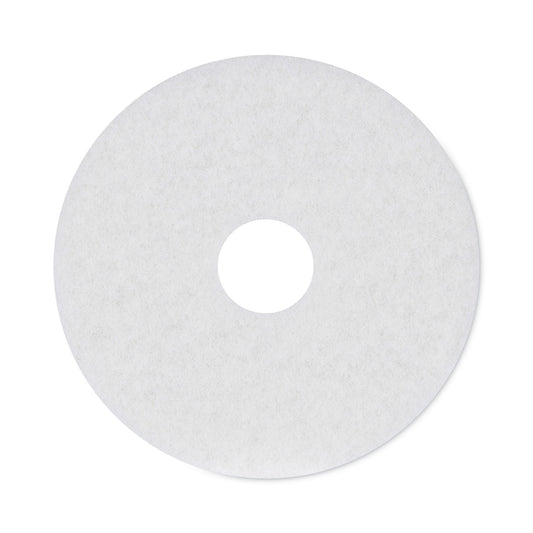 BWK4015WHI Polishing Floor Pads, 15" Diameter, White, 5/carton