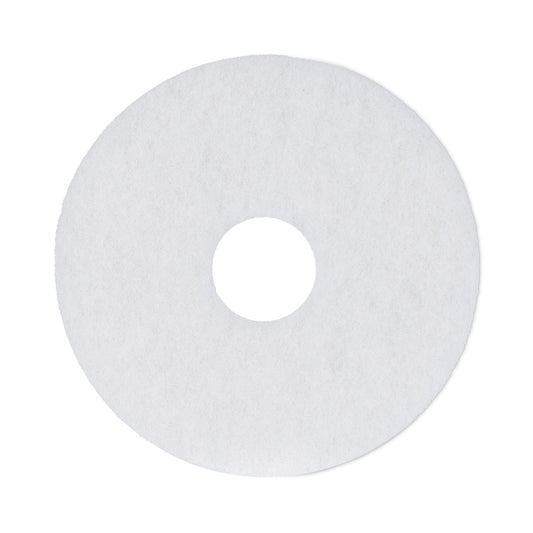 BWK4013WHI Polishing Floor Pads, 13" Diameter, White, 5/carton