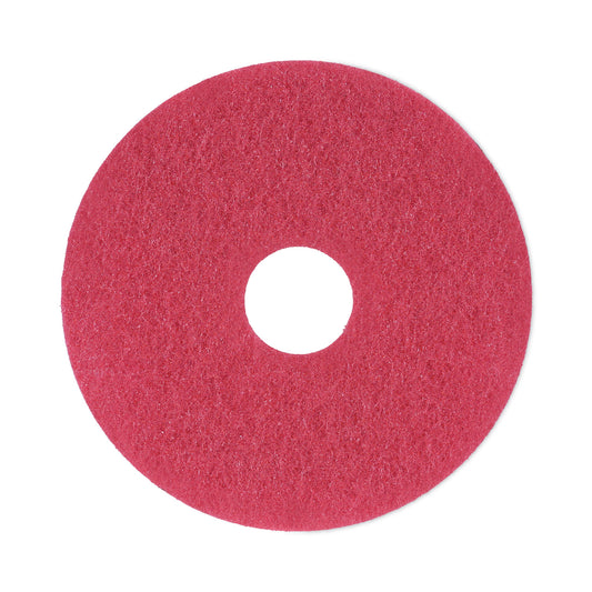 BWK4013RED Buffing Floor Pads, 13" Diameter, Red, 5/carton