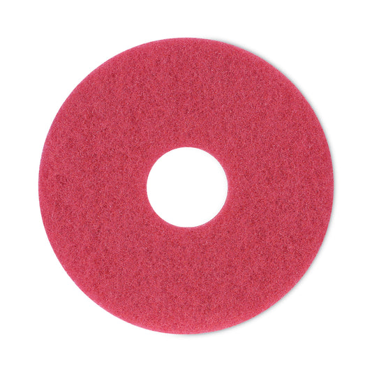 BWK4012RED Buffing Floor Pads, 12" Diameter, Red, 5/carton