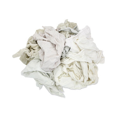 HOS34025 Reclaimed White Knit Rags, 25 lb/Carton