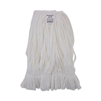 BWK8002 Mop Head, Looped, Enviro Clean With Tailband, Cotton/Synthetic, Medium, White, 12/Carton