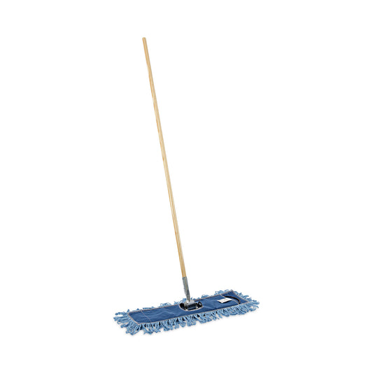 BWKHL245BSPC Dry Mopping Kit, 24 X 5 Blue Synthetic Head, 60" Natural Wood/metal Handle
