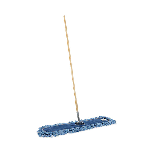 BWKHL365BSPC Dry Mopping Kit, 36 X 5 Blue Blended Synthetic Head, 60" Natural Wood/metal Handle