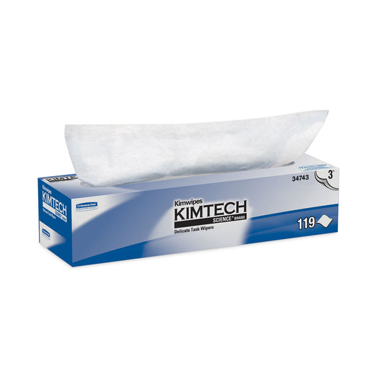 KCC34743 Kimwipes Delicate Task Wipers, 3-Ply, 11.8 x 11.8, Unscented, White, 100/Box, 15 Boxes/Carton