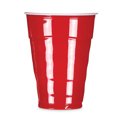 RFPC21895 Easy Grip Disposable Plastic Party Cups, 18 oz, Red, 50/Pack, 8 Packs/Carton